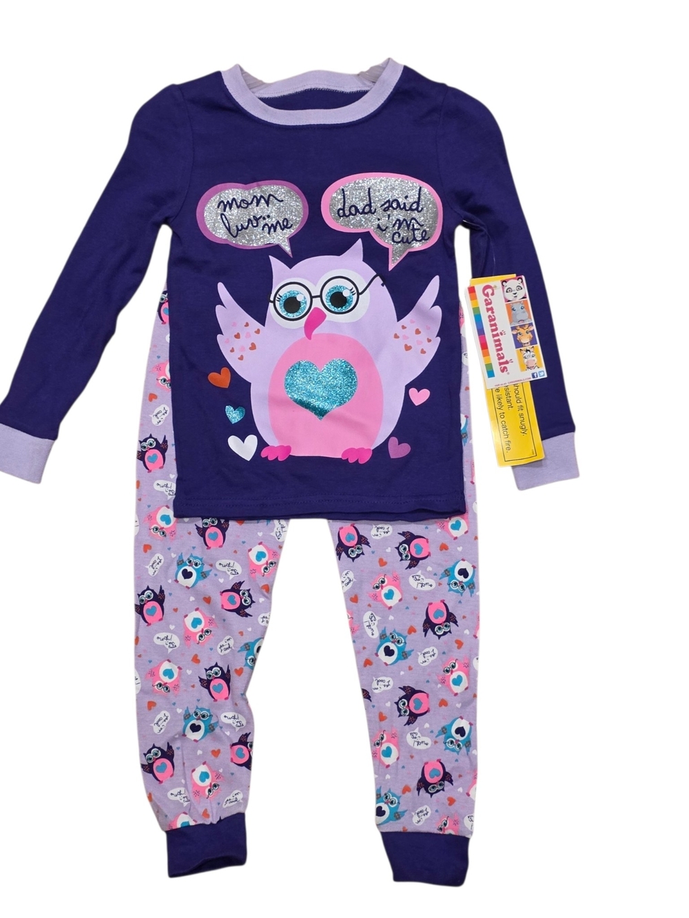 Garanimals Girls Purple Owl Pajama Set 3T Purple